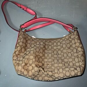 Coach Tan and Pink Shoulder Bag